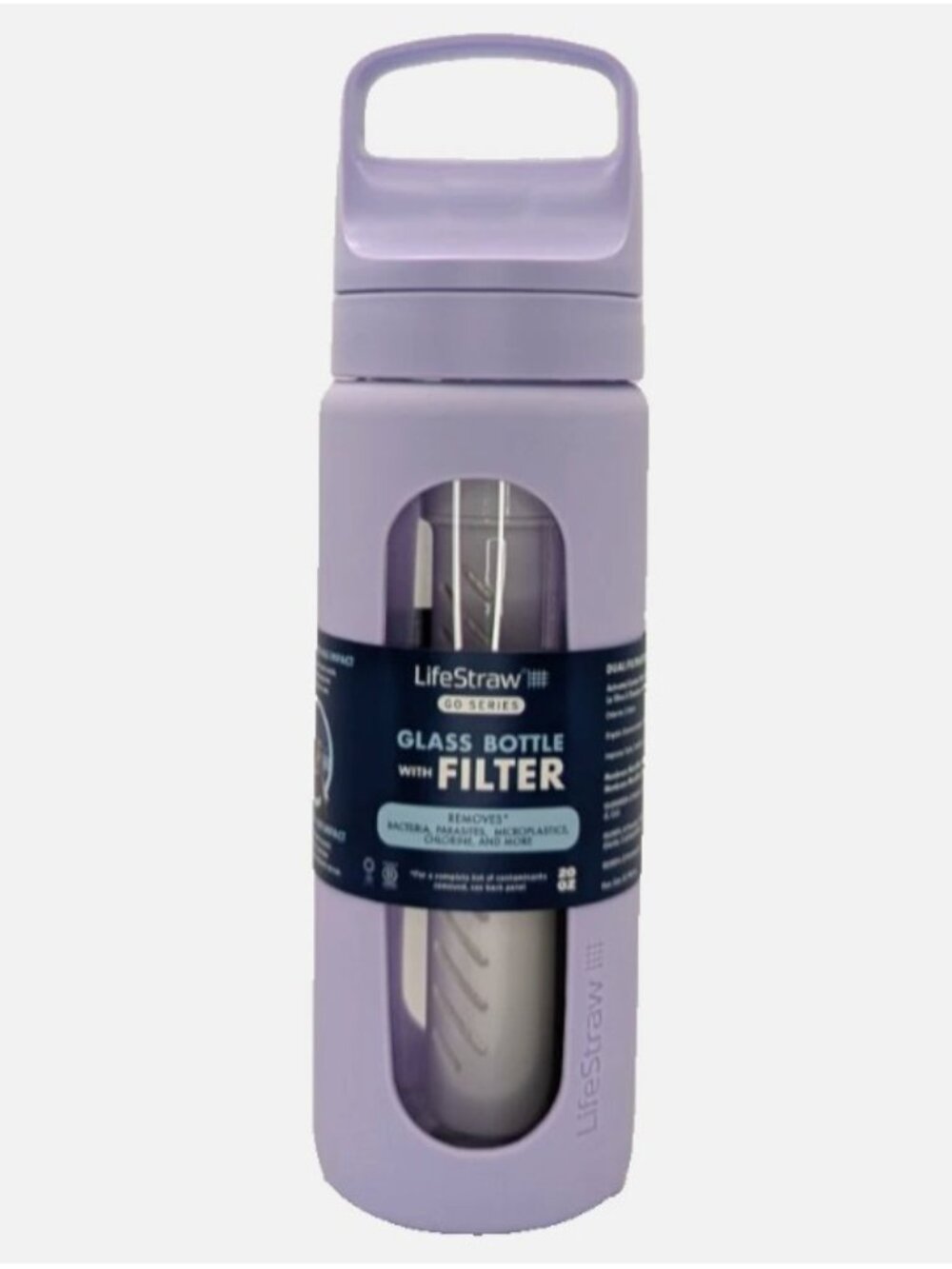 LifeStraw Go Series Glass Bottle with Filter, 20 fl. oz., Provence Purple